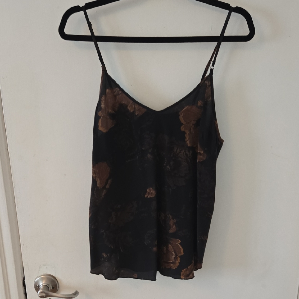 Aritzia Black and Brown Floral Camisole